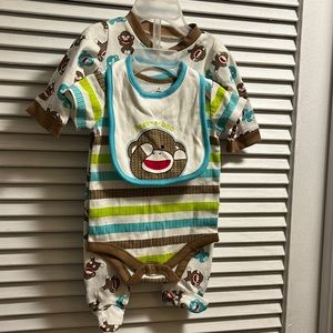 Sock Monkey - 3pc Set - Size 3 months